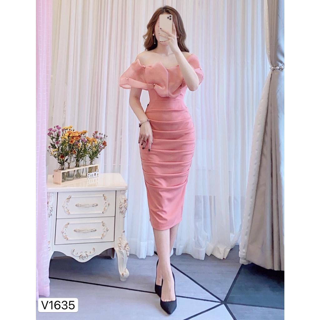 Đầm Dự Tiệc Body Trễ Vai Candy Dress Chất Liệu Umi Hàn Màu Hồng - Váy Dự Tiệc Chất Co Giãn