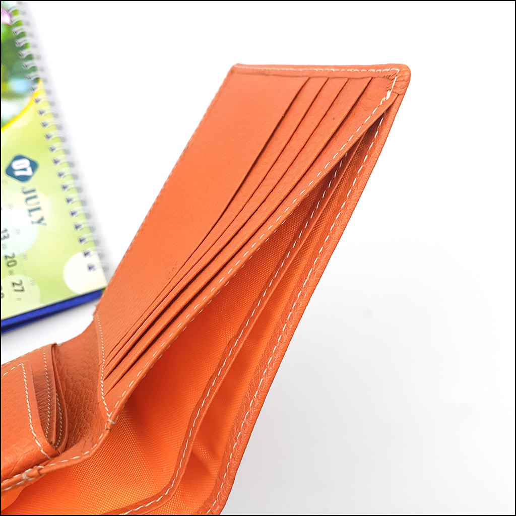 Ví bóp nam nữ mini ví ngang Hàng xuất dư Da mềm Size nhỏ tiện dụng 108×92 có hộp Màu cam, xanh VN02
