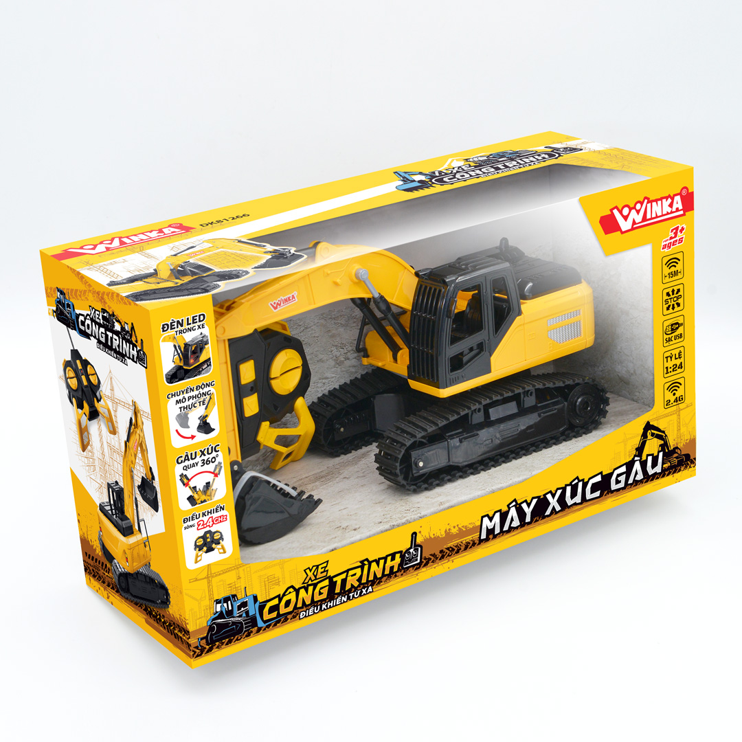 Đồ Chơi Duka: Xe công trình điều khiển từ xa 2.4G - Máy xúc gàu DK81266