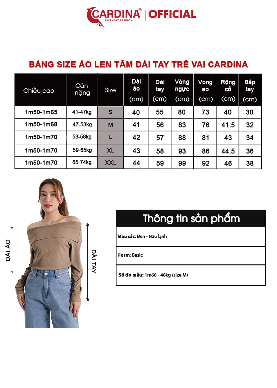 Áo Len Tăm Nữ CARDINA Chất Montoghi Mềm Mịn Trễ Vai Kiểu Dáng Bacis Tôn Vóc Dáng 2AF17 (Không Kèm Quần)