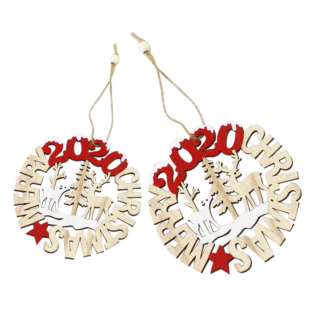 2020 Năm Mới Xmas Gỗ Mặt Dây Chuyền Cây Giáng Sinh Gỗ Thủ Công Giáng Sinh Trang Trí