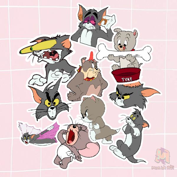 Miếng Dán Stickers In Hình Tom &amp; Jerry