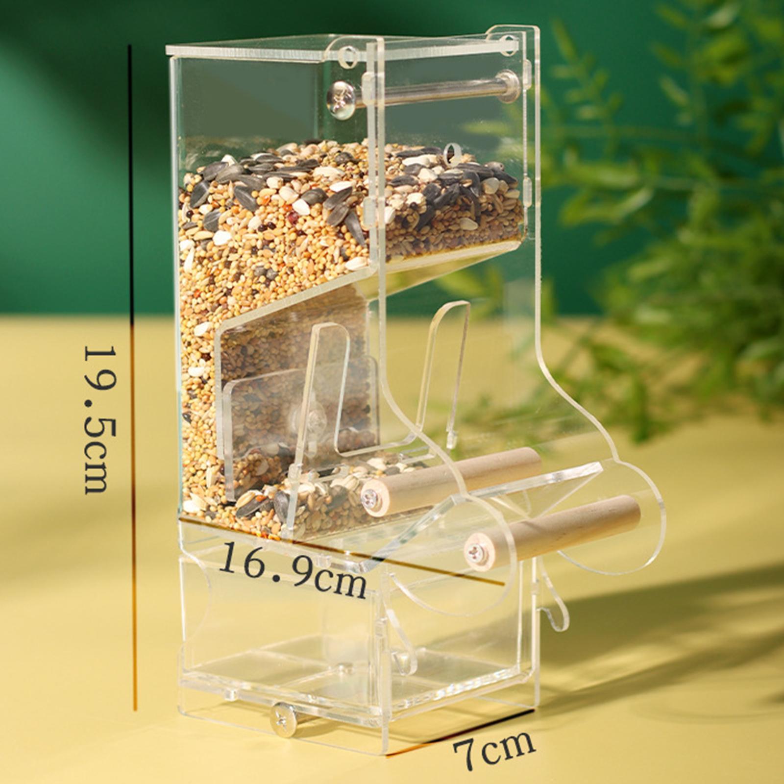 Bird Feeder Cage Hanging Transparent Food Dish Acrylic for Canaries