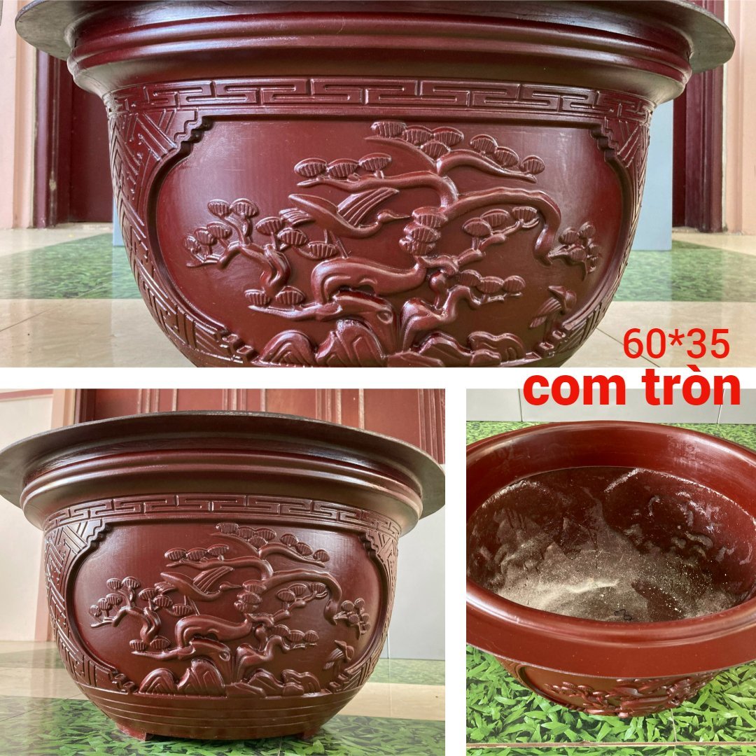 Chậu composite tròn 60*35cm trồng cây cảnh siêu bền