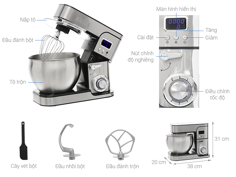 MÁY NHỒI BỘT ĐÁNH TRỨNG UNIE EM5 - HÀNG CHÍNH HÃNG - TẶNG KÈM CÂN SỨC KHỎE