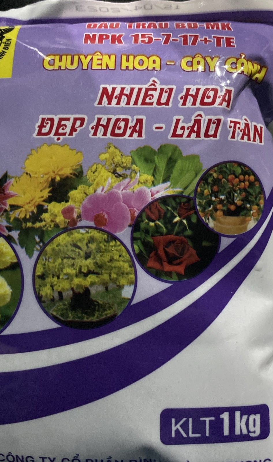 Phân bón gốc NPK 15-7-17+TE Đầu Trâu gói 1Kg