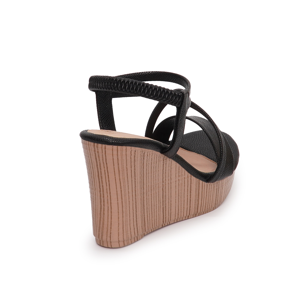 Sandal Nữ Quai Ngang Đế Pu Vân Gỗ Siêu Nhẹ Cao 9cm Mã HNSDX9F835