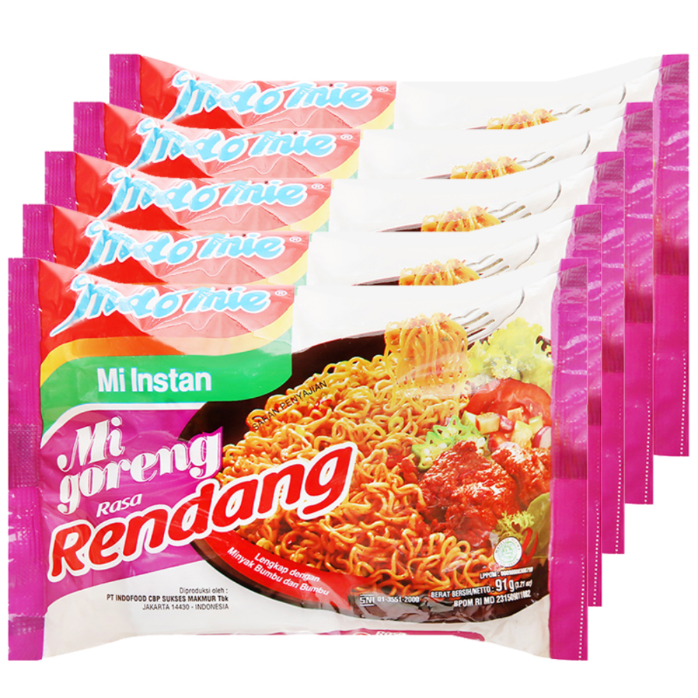 Mì Goreng Rendeng Vị Bò Cay Indomie (91G X 40 Gói/Thùng)