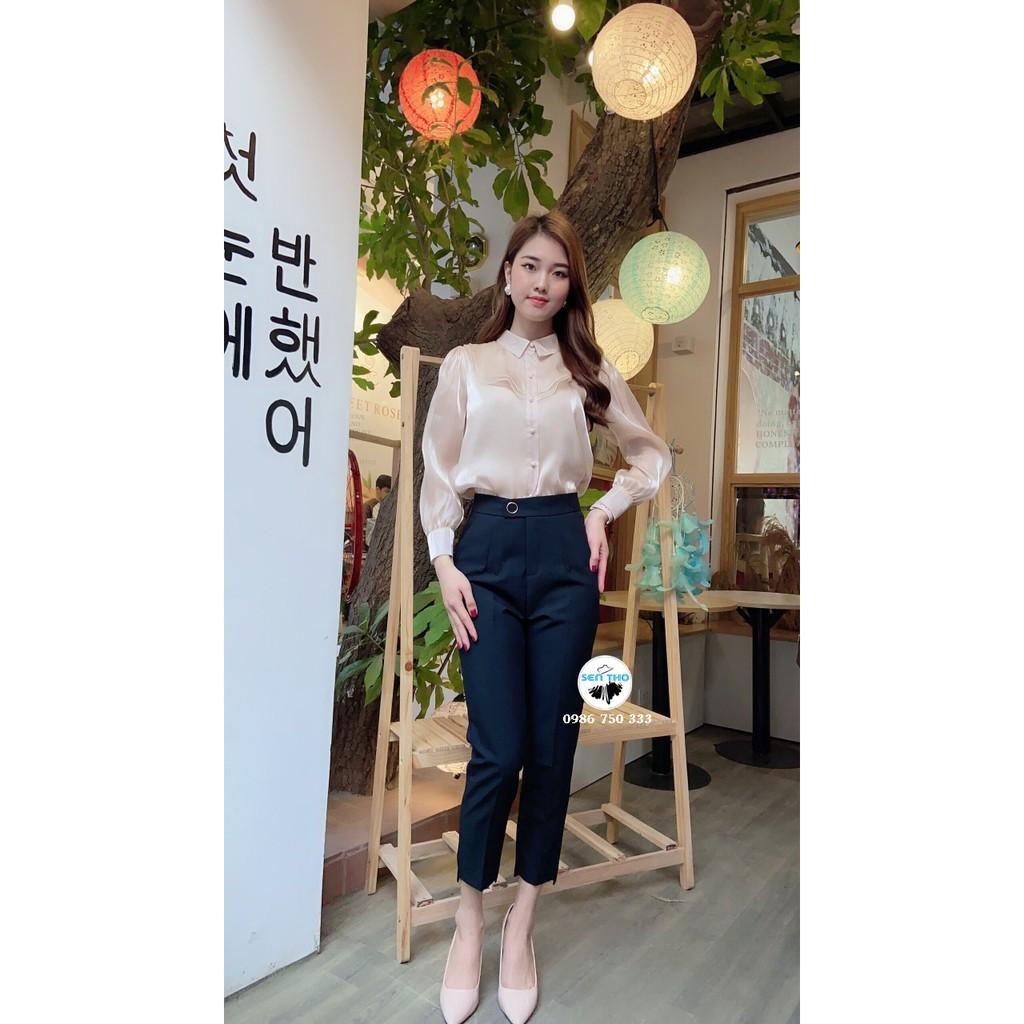 Quần Baggy Nữ Đai Tròn Đẹp, Có Cúc Bấm, Quần Công Sở Form Dáng Chuẩn, Chất Vải Cao Cấp