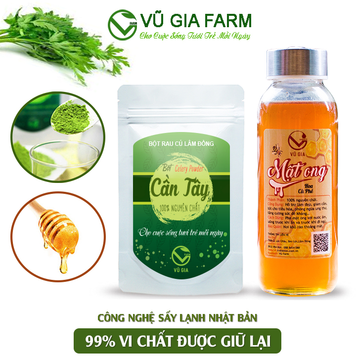 Combo Mật Ong Hoa Cà Phê 420g + Bột Cần Tây Sấy Lạnh 50g Nguyên Chất Vũ Gia