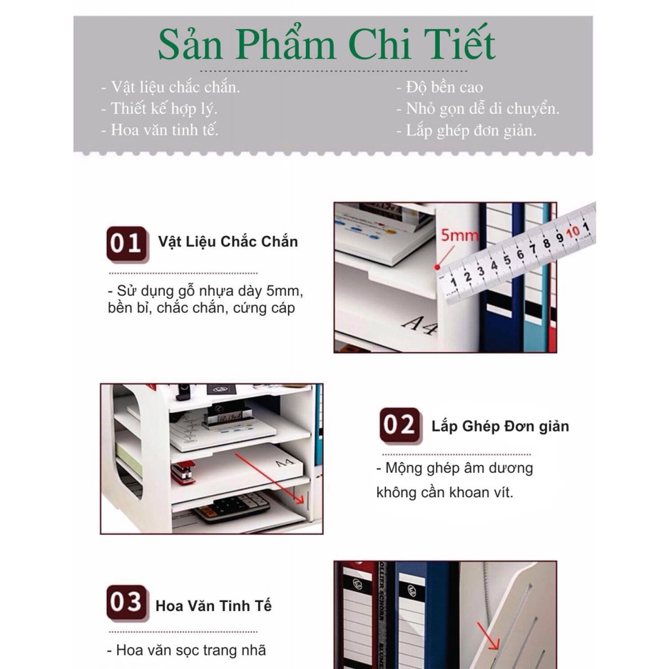 Kệ Tài Liệu Để Bàn Văn Phòng A2, Giá Tài Liệu Để Bàn Đa Năng Đựng Hồ Sơ, Sách Vở Chất Liệu Gỗ Nhựa Không Ẩm Mốc An Toàn Thân Thiện Môi Trường Kích Thước 40*32*28