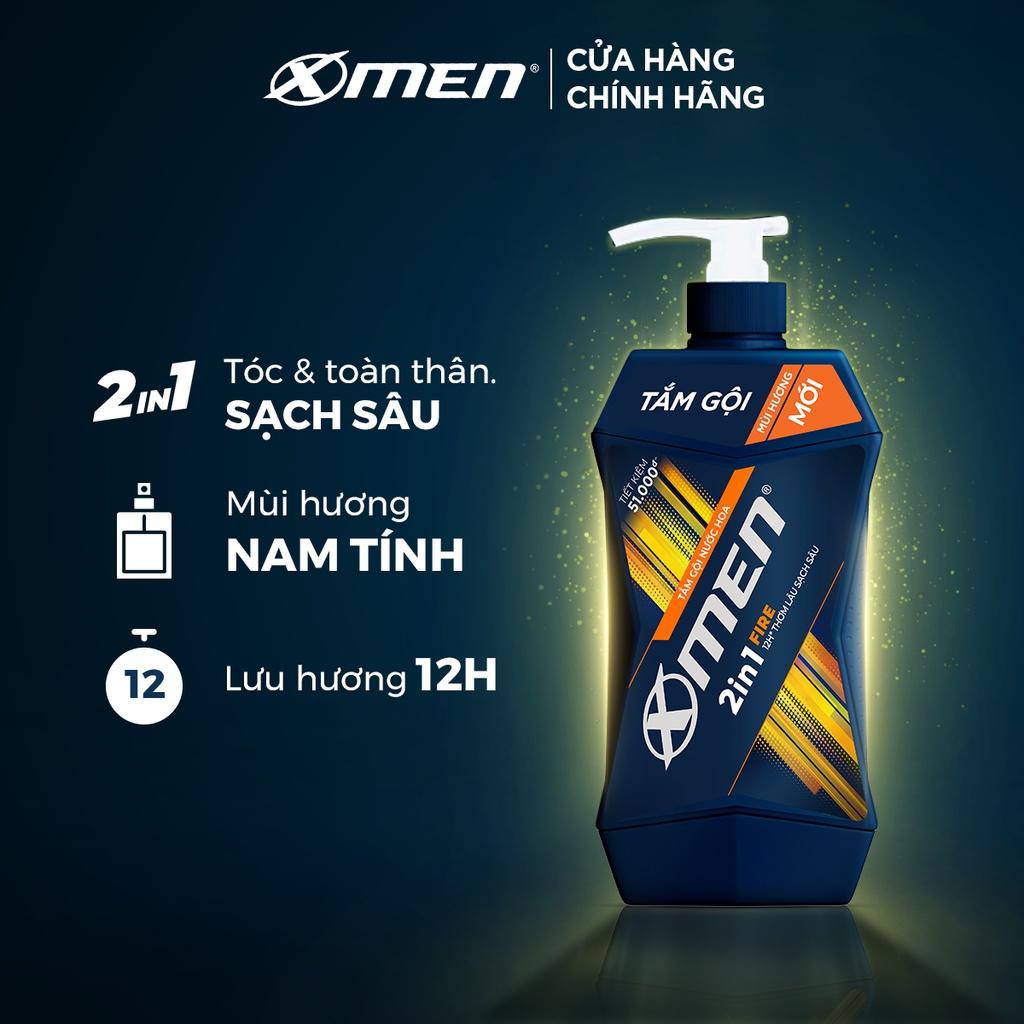 Tắm Gội Nước Hoa X-Men Fire 2in1 - 12h Thơm Lâu Sạch Sâu 650g