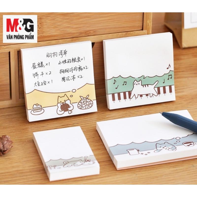 Giấy Ghi Chú M&amp;G YS-256 kích thước 3*4, xấp 80 tờ , giấy màu trắng có in mèo(giao màu ngẫu nhiên)-1 cái