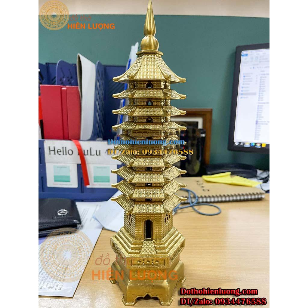 Tháp Văn Xương 9 Tầng Loại Đẹp Đúc Nguyên Khối Bằng Đồng Cao 30cm