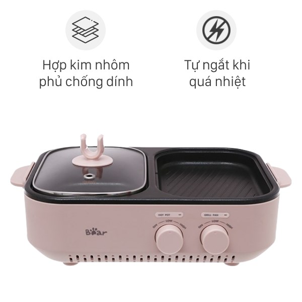 Bếp lẩu nướng đa năng Bear DKL-C12D1 - Đa dạng phong cách nấu nướng cùng bếp lẩu nướng Bear - Hàng chính hãng