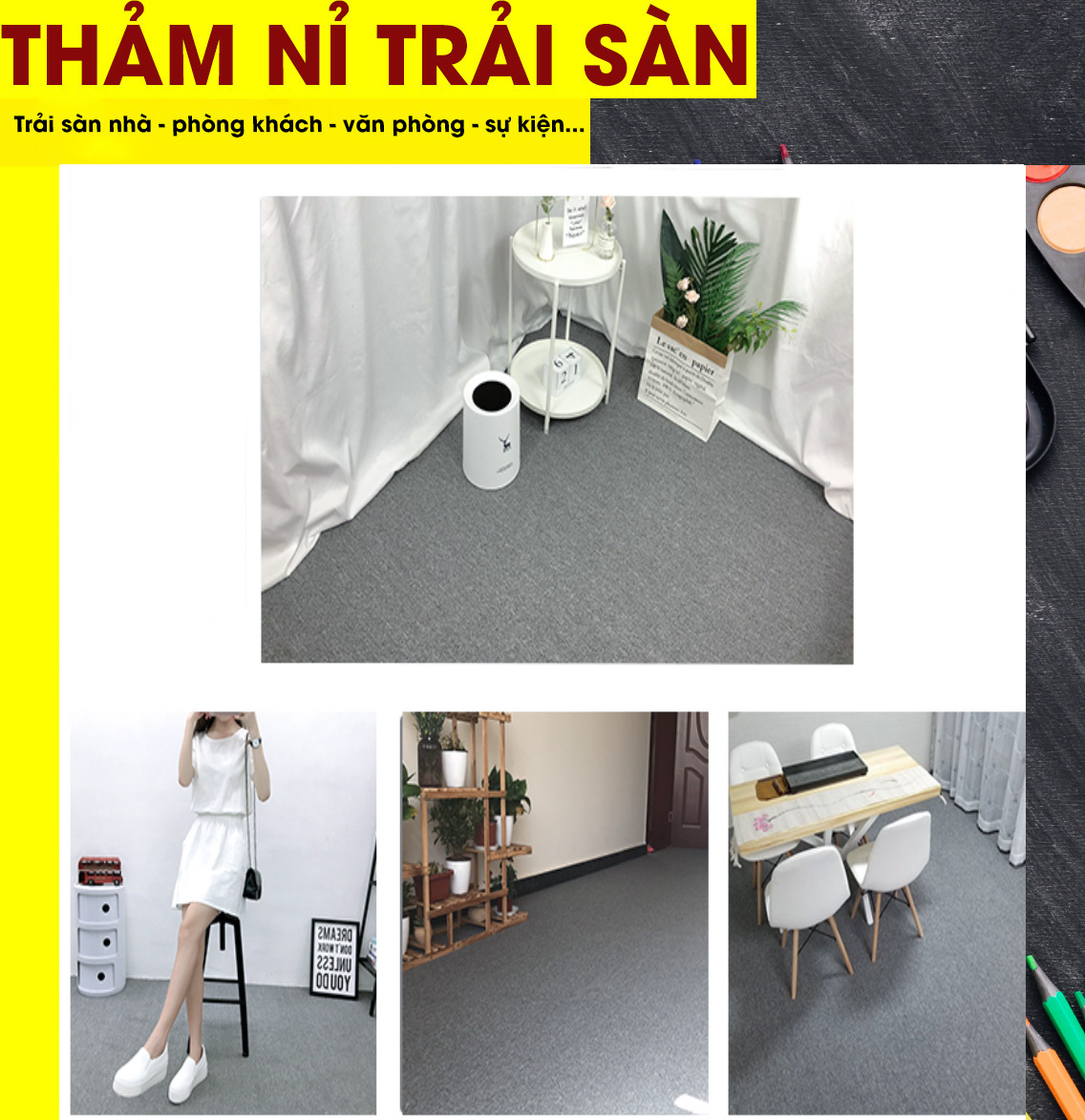 Thảm trải sàn nỉ - Thảm lót sàn trải phòng giá rẻ trải dày 3mm trải sự kiện, trải cửa hàng, phòng ngủ