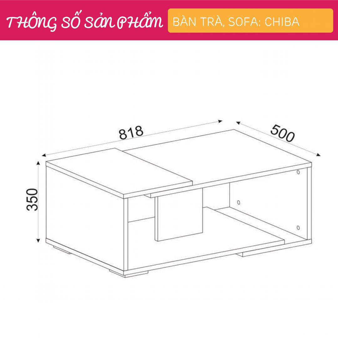 Bàn trà gỗ hiện đại SMLIFE Chiba | Gỗ MDF dày 17mm chống ẩm | D81.8xR50xC35cm