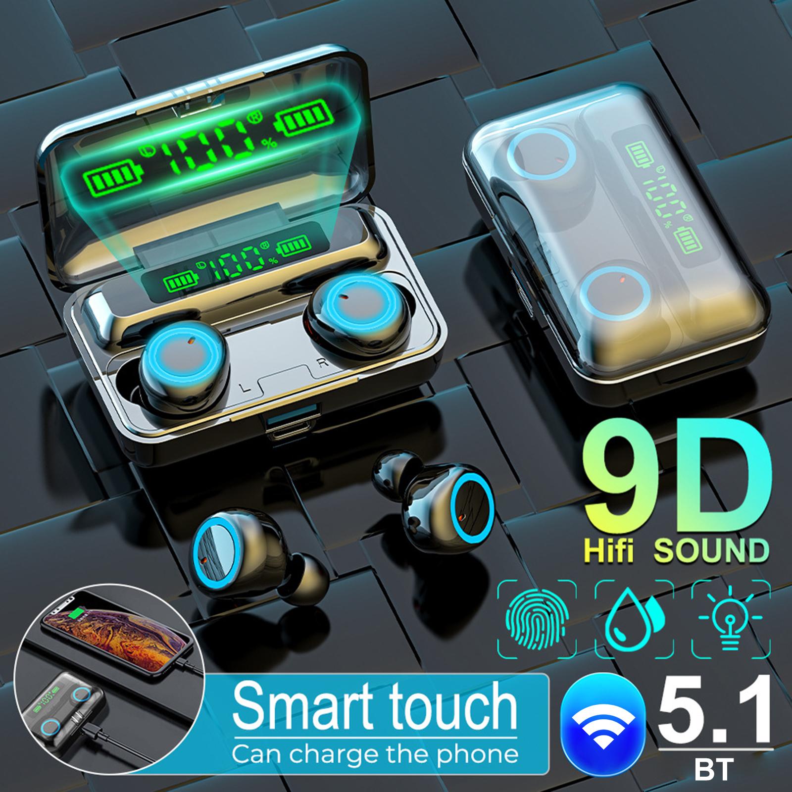 Tai nghe F9-3 Bluetooth 5.1 TWS không dây,điều khiển cảm ứng có hộp sạc 2800mAh và màn hình nguồn Pin Mini