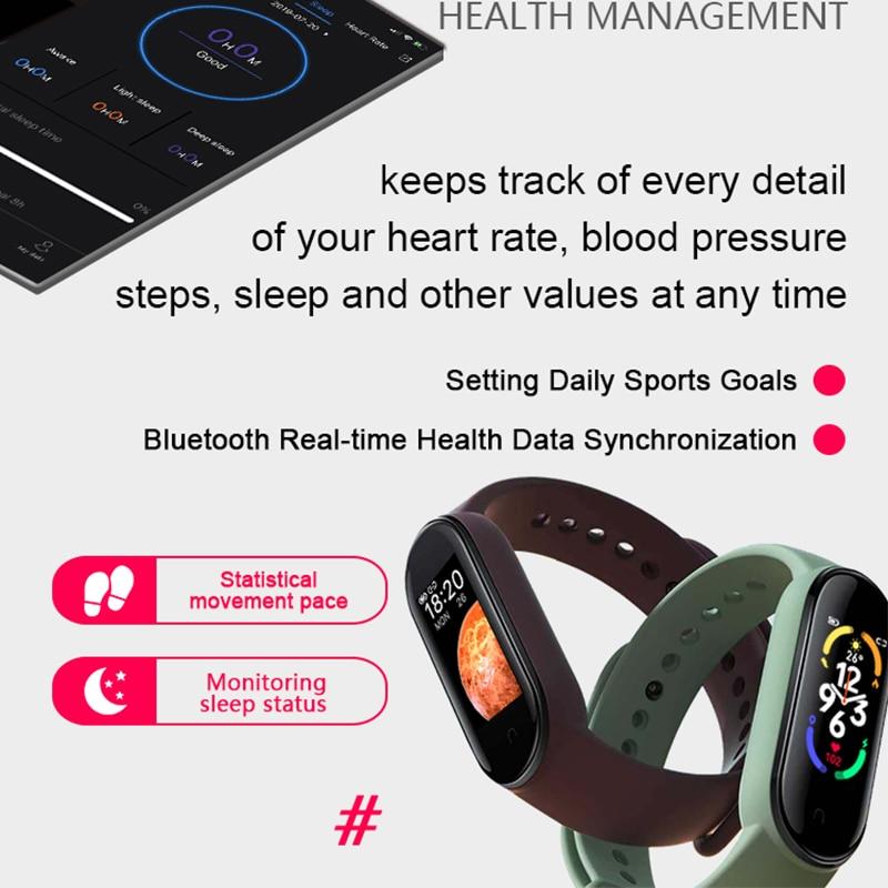 M7 Watch Smart Watch SmartBand Nhịp tim Smartwatch Thể dục theo dõi huyết áp thể thao thể thao cho Mi Band 7 MEN Women Color: Pink