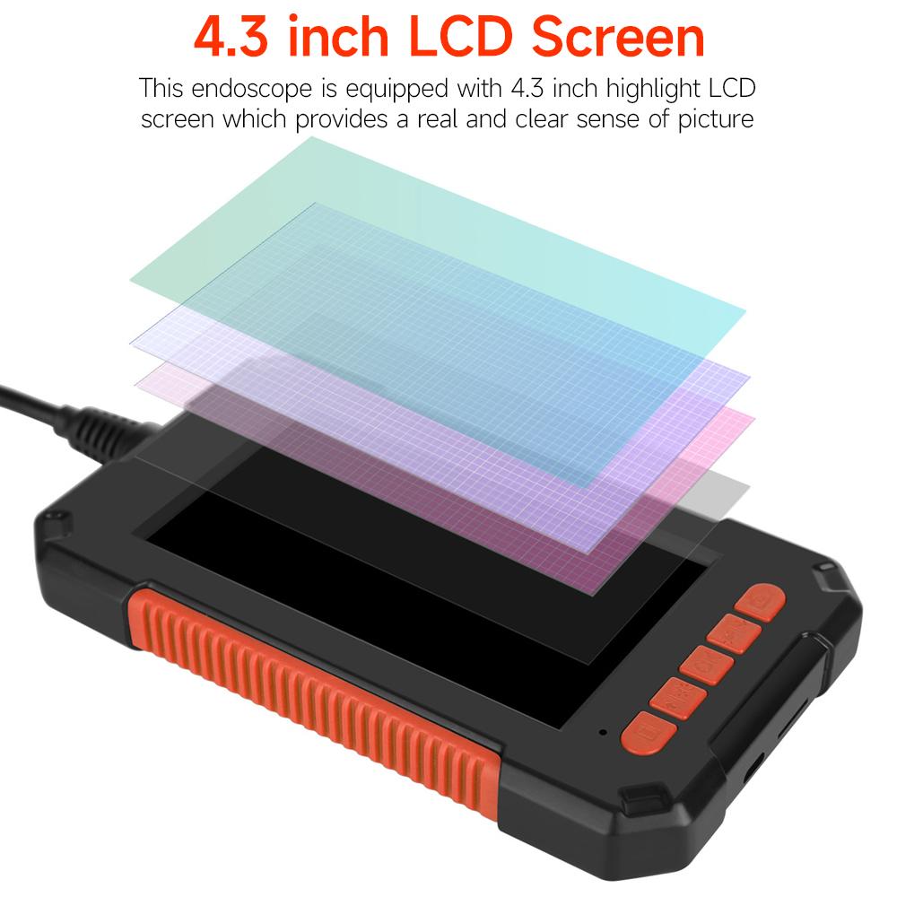 Multifunction 1080P Industrial Endoscope 4.3 inch Screen 8mm Camera 8 LED Lights 4cm-500cm Focal Length IP67 Waterproof