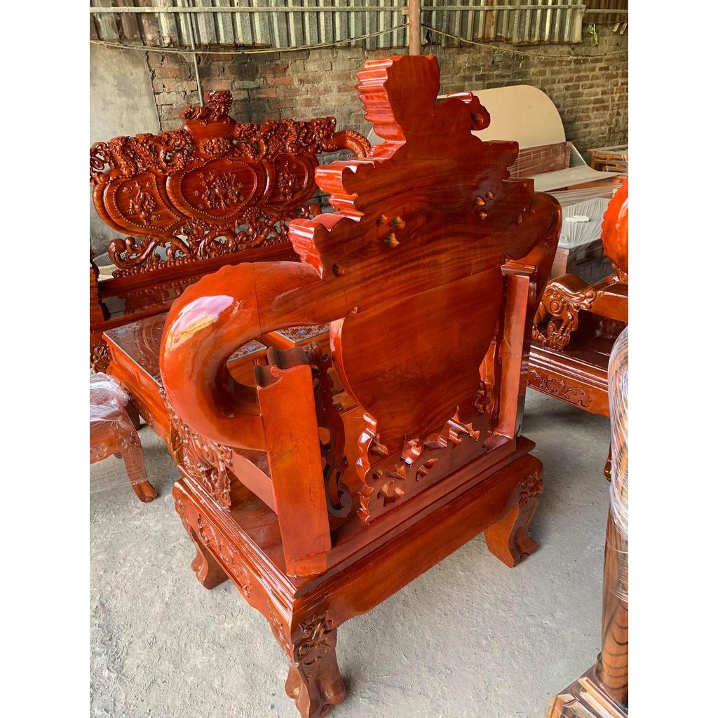 Bàn ghế nghê rồng gỗ xà cừ tay 12