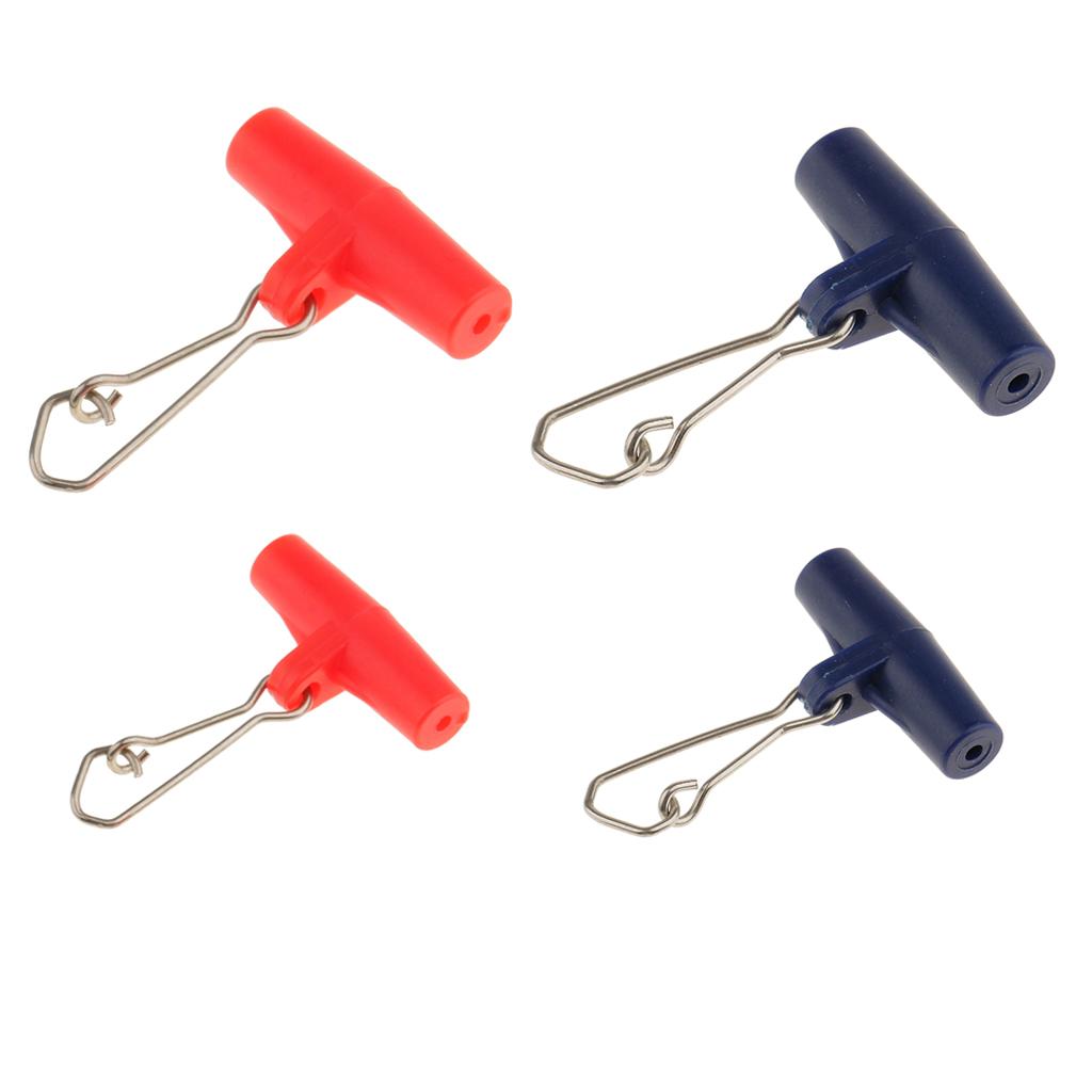 20Pcs Fishing Sinker Slides with Hooked Snap Connector for Braid Line L Red