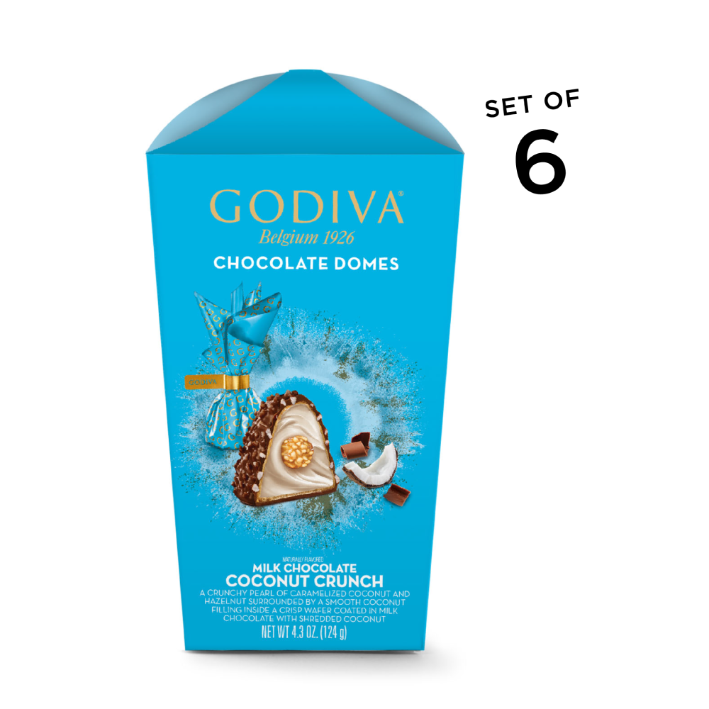 Chocolate GODIVA ngon nhất thế giới Domes : Hộp 6 cái vị Milk Chocolate Coconut Crunch