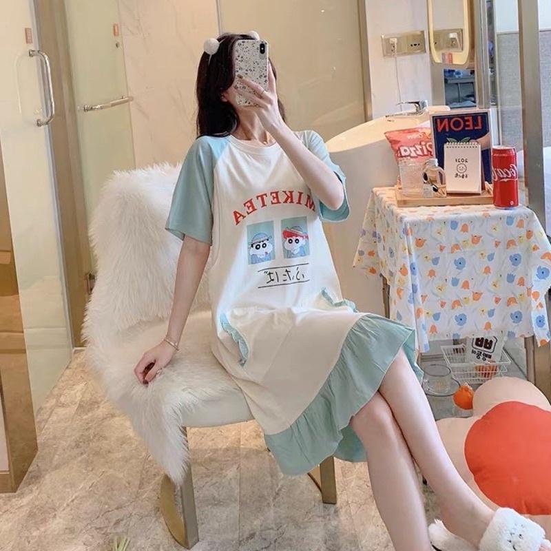 Đầm bầu sau sinh cho con bú cotton siêu mát