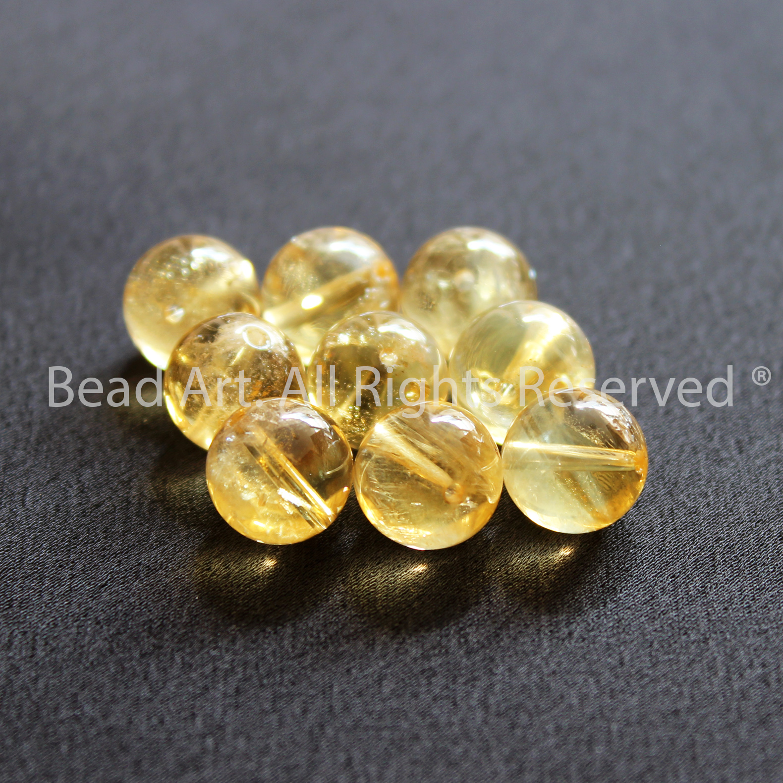 [1 Hạt] 10MM Đá Thạch Anh Vàng, Citrine Tự Nhiên, Mệnh Thổ, Kim, Đá Phối Vòng Tay Phong Thuỷ, Chuỗi Hạt, Loại A - Bead Art