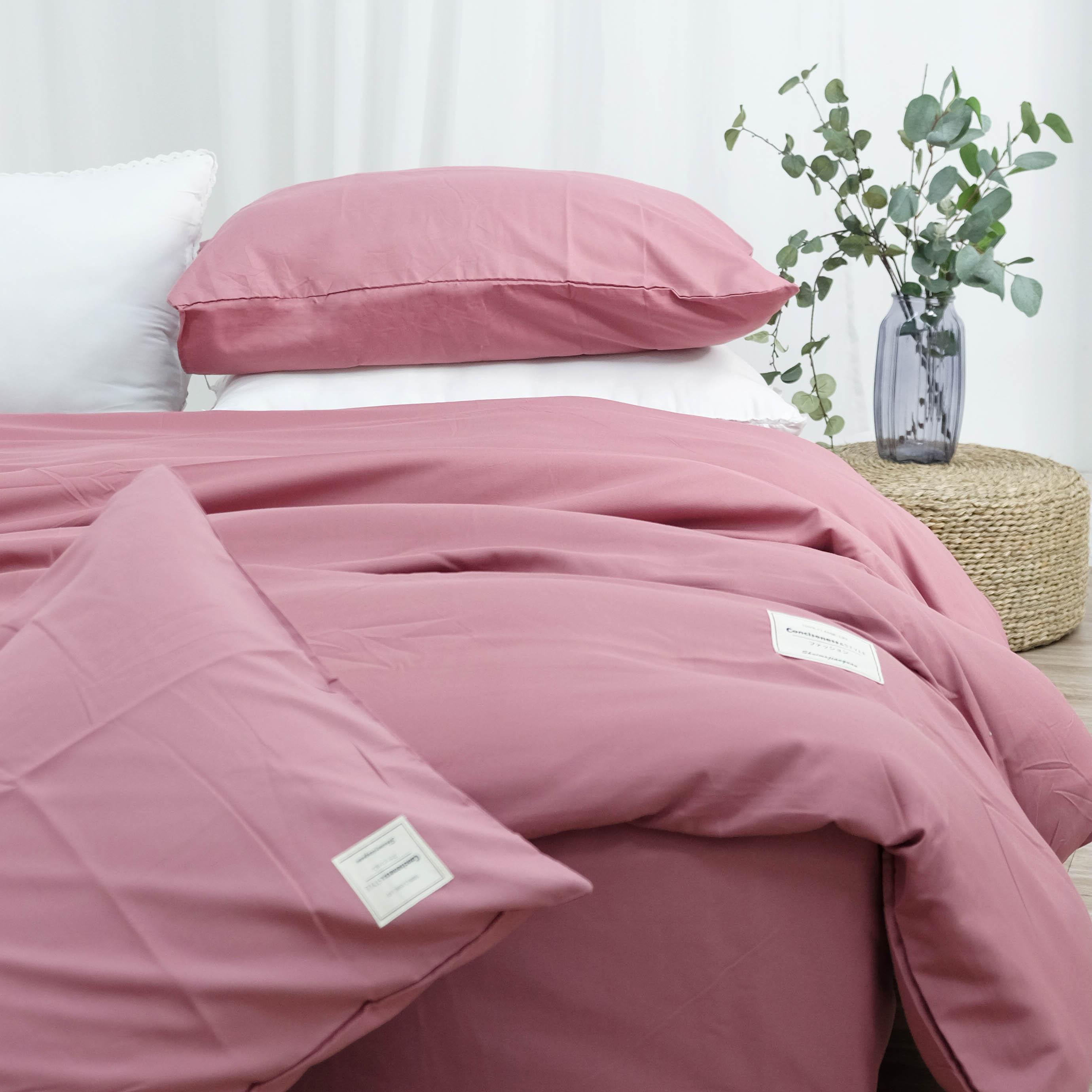 Bộ Chăn Ga Gối Cao Cấp Cotton TiCi Hồng Trơn
