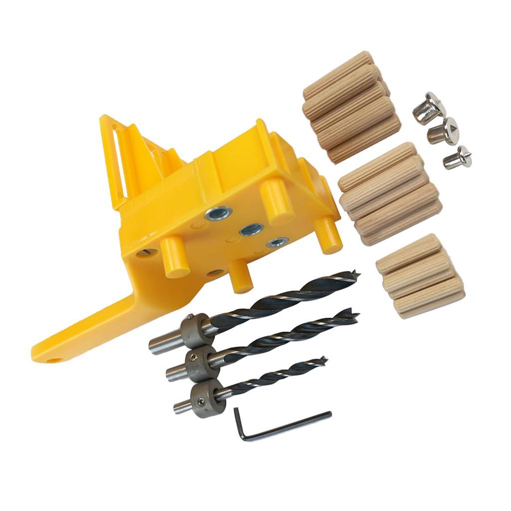 Woodworking Dowel Jig Set with 6mm, 8mm 10mm Dirll Bit and Wood Dowel Pins for Joinery Doweling