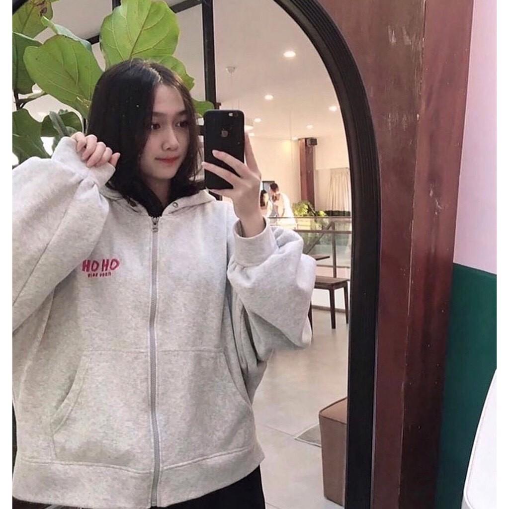 Áo khoác hoodie In Logo OHOH form rộng unisex, Dành cho nam và nữ Có Dây Kéo Ulzzang