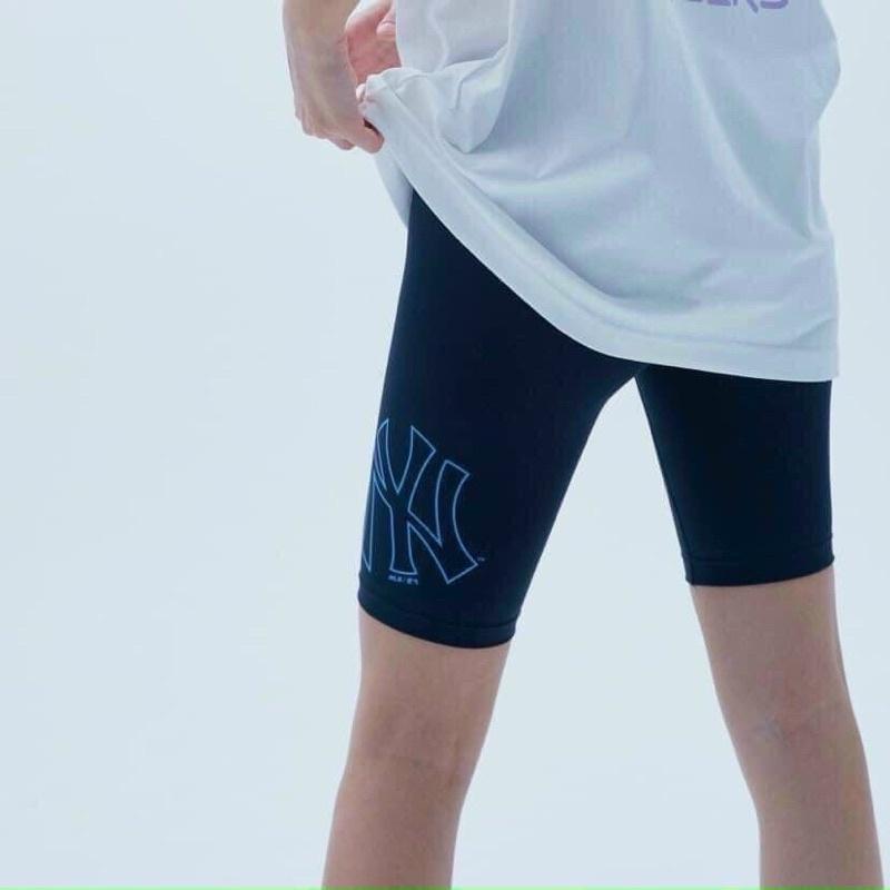 Quần legging lửng nữ thêu chữ NY - Quần legging đùi nâng mông co giãn 4 chiều Beemit Store
