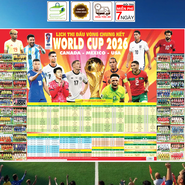 Lịch Thi Đấu Bóng Đá World Cup 2026 ( Kích Thước 86 x 65 Cm )
