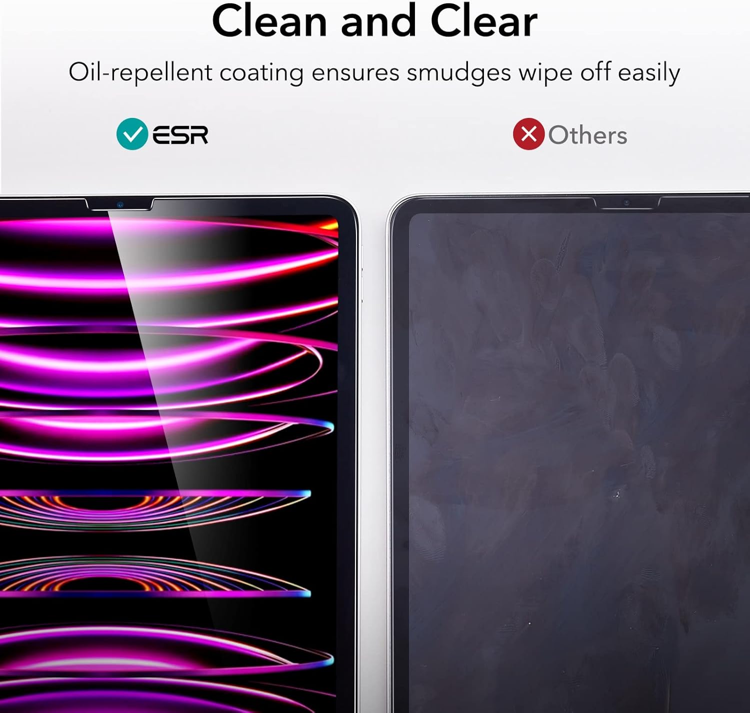 Bộ 2 miếng dán màn hình ESR cho iPad Pro 12.9 inch (2022/2021/2020/2018, thế hệ 6/5/4/3), Kính cường lực có khung căn chỉnh - Hàng Chính Hãng