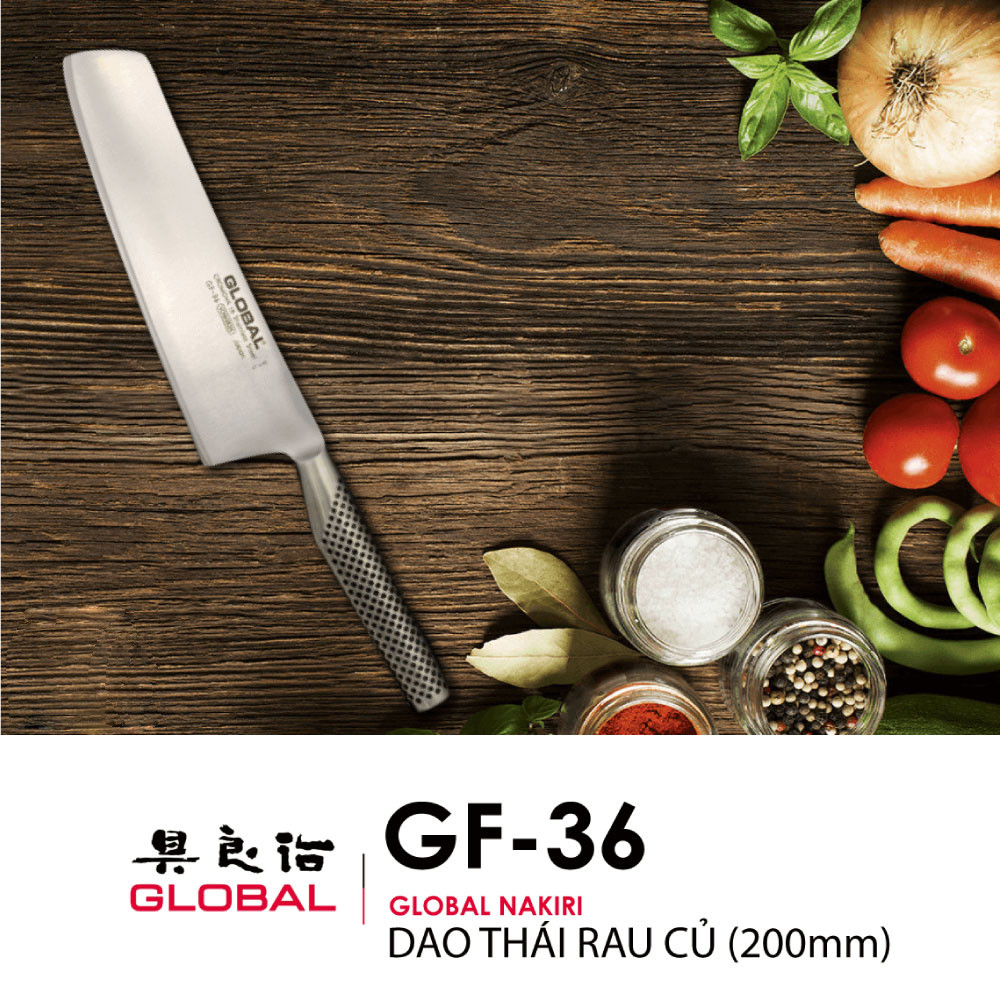 Dao bếp Nhật cao cấp Global GF36 Nakiri - Dao thái rau củ (200mm) - Dao bếp Nhật chính hãng