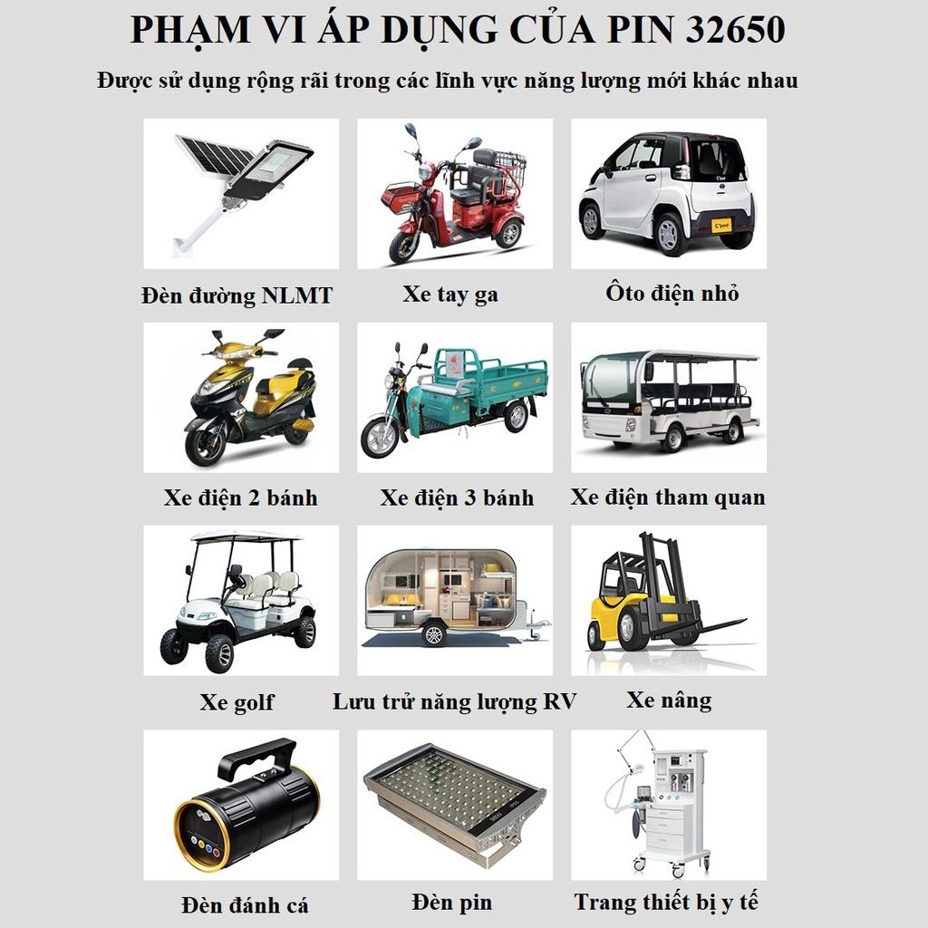 Pin sắt LiFePO4 32650 3.2V 5Ah - 10Ah - 15Ah - 20Ah - 25Ah - 30Ah kèm mạch bảo vệ cho đèn năng lượng mặt trời