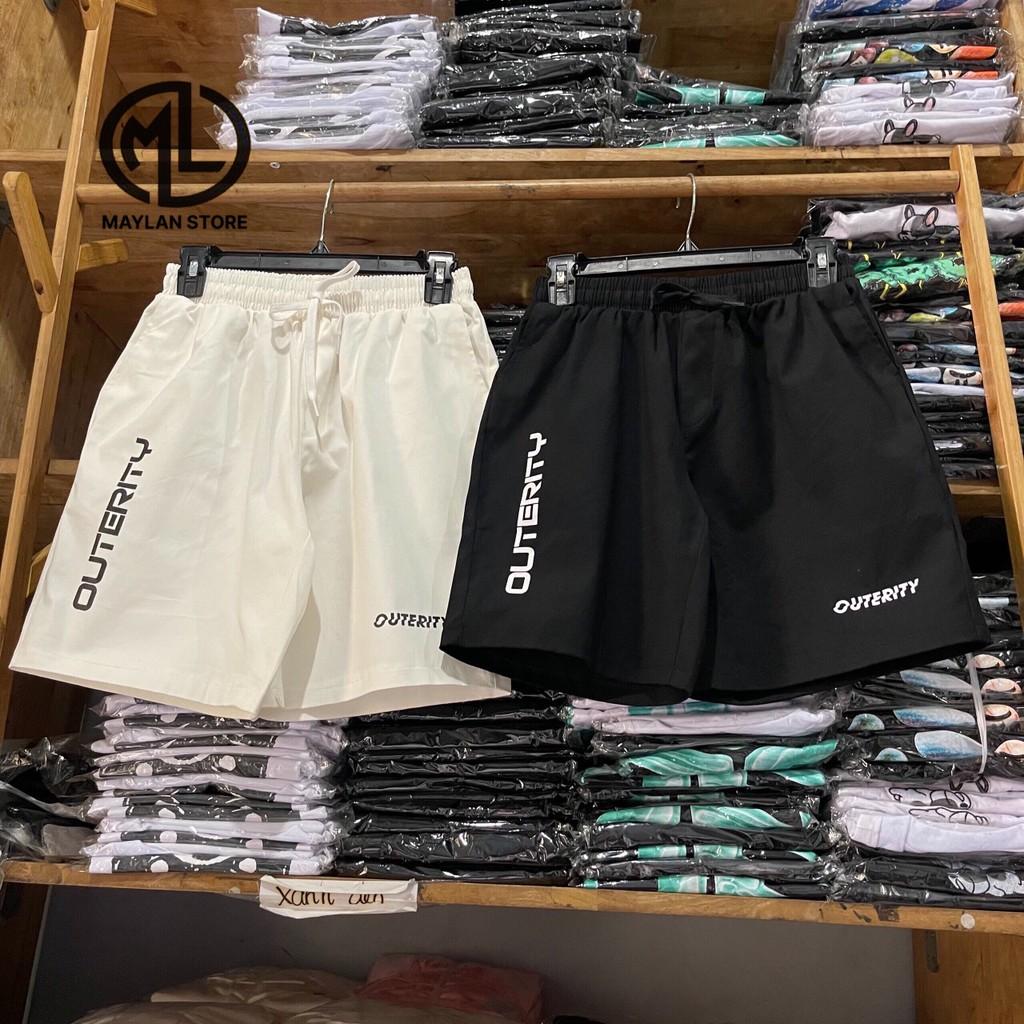 Quần Short Nam Kaki in chữ - vải kaki phong cách unisex streetwear