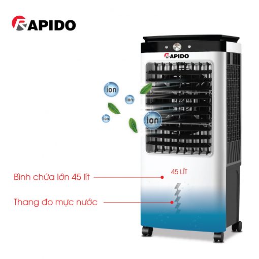 Quạt điều hòa không khí Rapido LUCKY 6000M mặt kính phong thủy-Hàng chính hãng