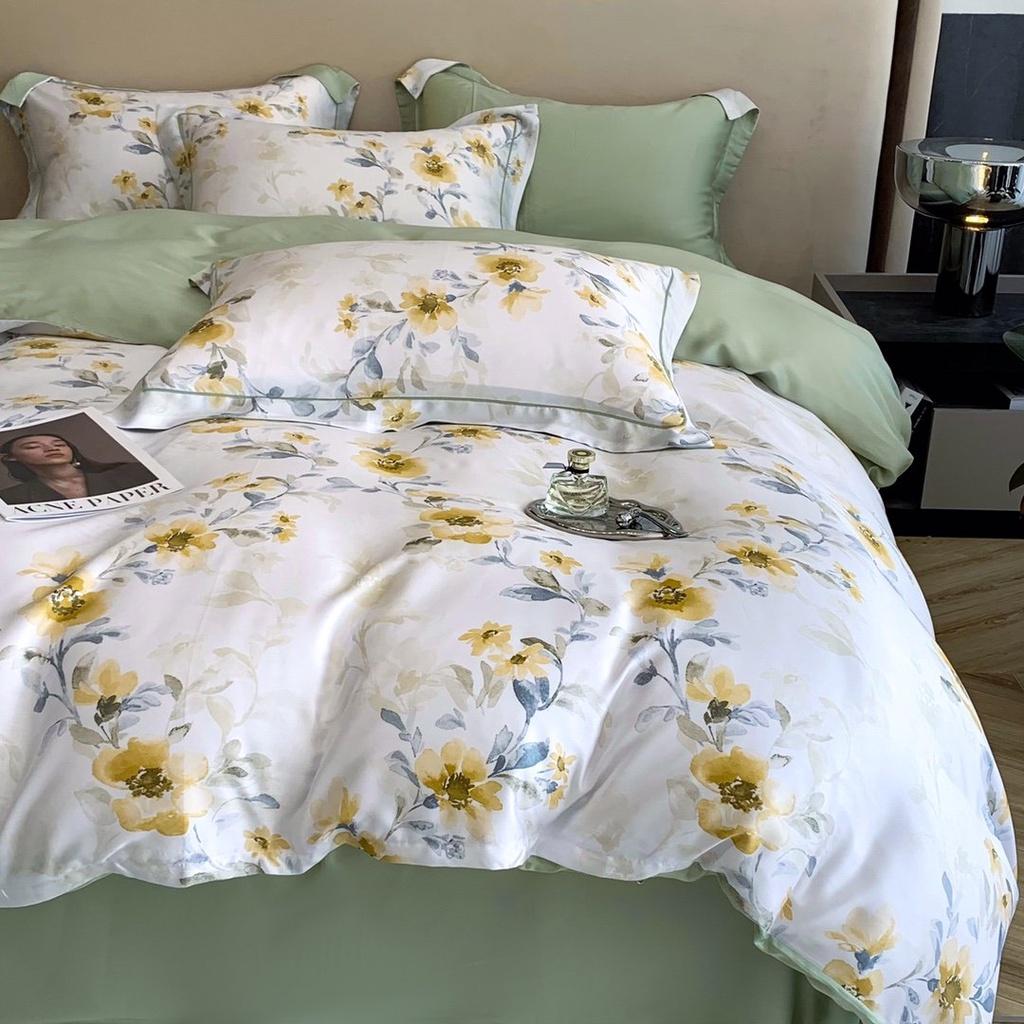 Bộ chăn ga gối lụa 100%Tencel 60s Họa tiết cao cấp, siêu mềm mát mịn - DESIGN 403