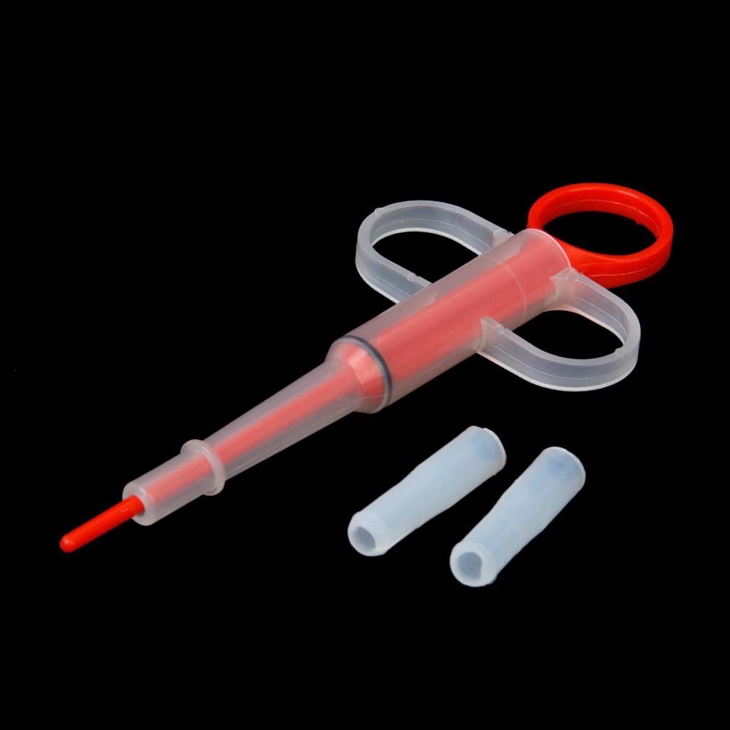 Pet Dog Cat Capsule Tablet Pill Gun Piller Pusher Syringe Doser Set Red