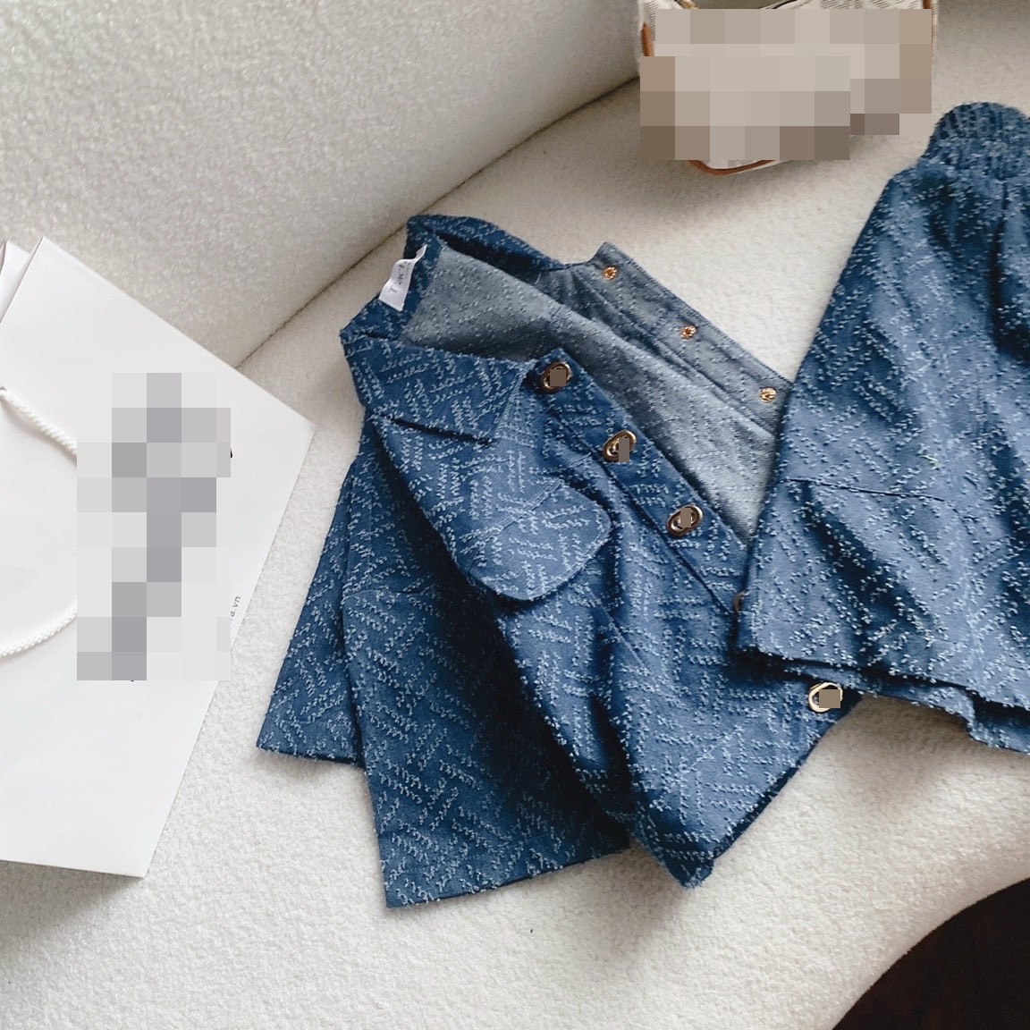 SET ÁO SƠ MI CROPTOP TAY NGẮN SUÔNG RỘNG DENIM JEANS + QUẦN NGẮN SHORTS ỐNG RỘNG LƯNG CAO ĐI CHƠI DẠO PHỐ ĐI BIỂN