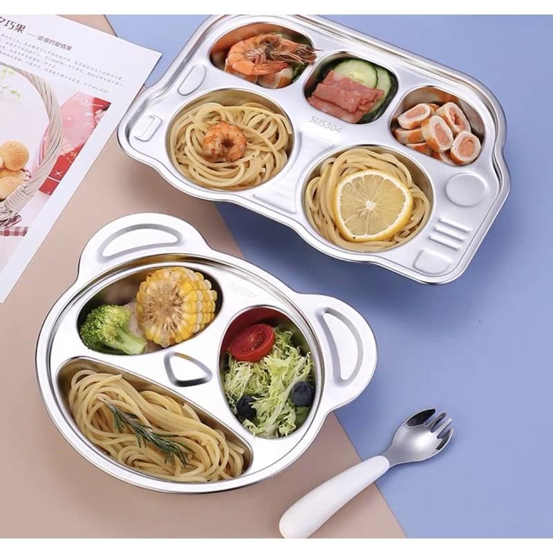 Khay cơm,khay ăn dặm cho các bé inox 304 cao cấp 100%