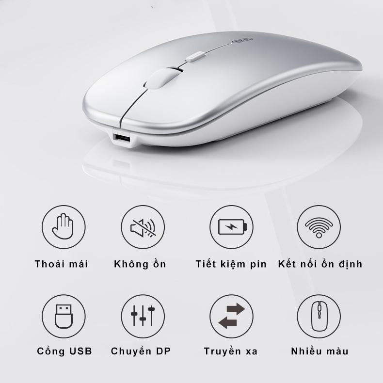 Hình ảnh Chuột không dây tự sạc pin TEKKIN INPHIC M5 con lăn kim loại ko tiếng click - hàng nhập khẩu