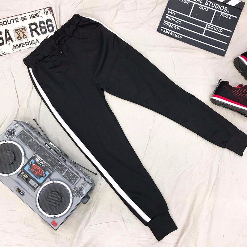 Quần Jogger 1 sọc - Quần 1 line bo nỉ thun nam nữ phong cách Hàn Quốc vải dày mịn Unisex