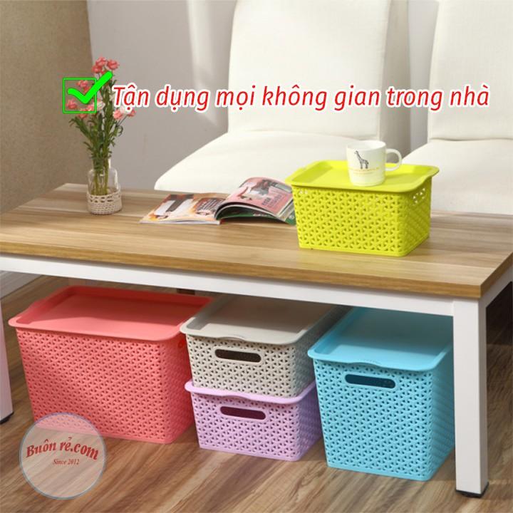 Giỏ Nhựa Hàn Quốc Song Long Có Nắp Size Đại Tiện Dụng 00808