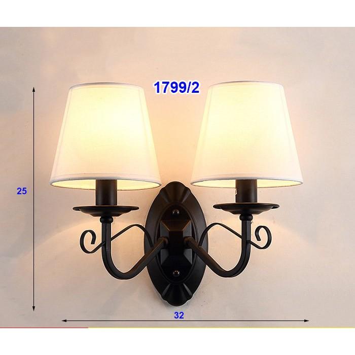 Hình ảnh Đèn tường đèn trang trí phòng ngủ hành lang cầu thang ban công phong cách Bắc Âu thân đen chao vải TG1799-2