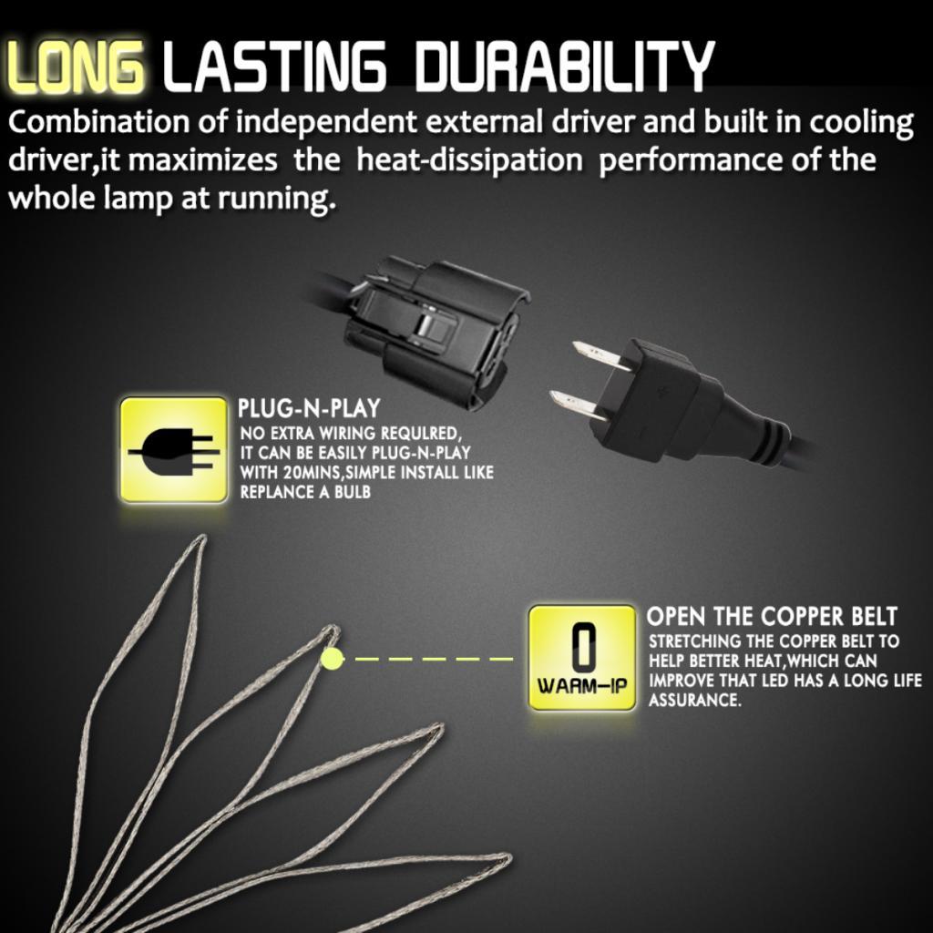 2X 60W 360 Beam Headlight Bulb Headlamp Conversion Kit 6000K 6400LM