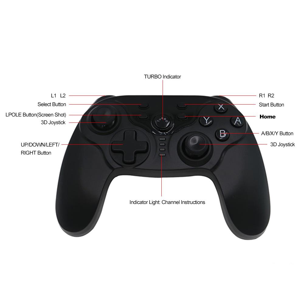 Wireless BT Gamepad Double Motor Vibration Pro Gaming Controller Joystick for Switch w/ Screenshot Function
