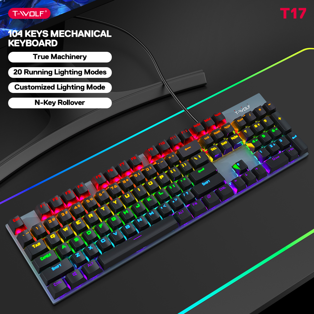 Bàn Phím Cơ T-WOLF T17 USB- Hàng Chính Hãng